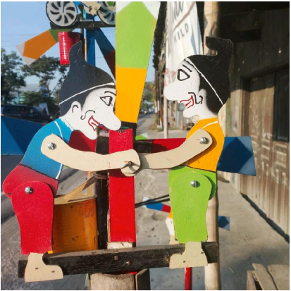 Kincir Angin Punokawan Upin Ipin Tani Petruk Gareng Ukuran Besar 55cm & Kecil 45cm Bahan Triplek Rin