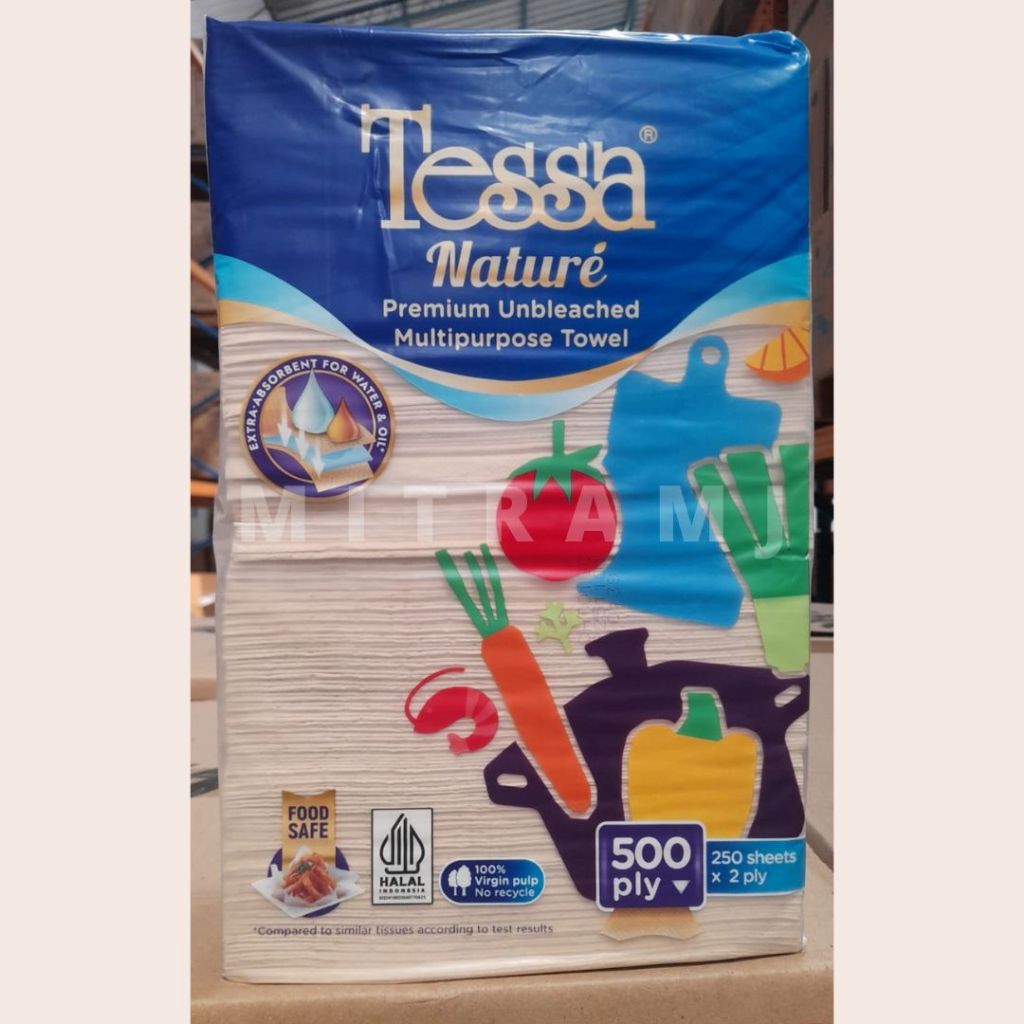 Tessa Nature Unbleached (250 sheets x 2 PLY) | THSN003| Tissue Coklat | Tissue Dapur
