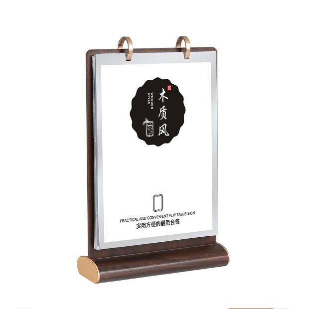 Stand Menu Meja Kayu Stand Gantungan Menu Kayu Kayu Kenari A4/A5 Standing Menu Kayu