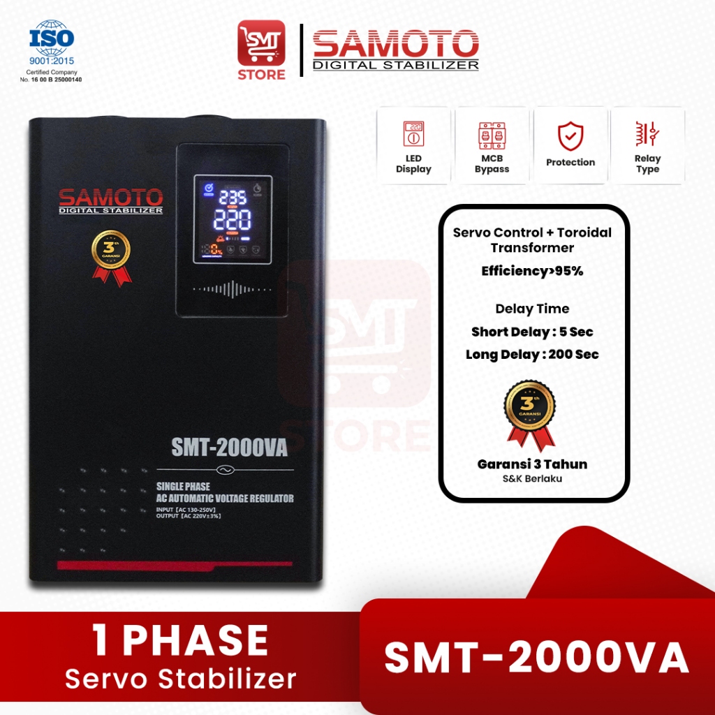 Stabilizer SAMOTO 2000VA Stavolt Single Phase Stavolt SMT2000 Stabiliser SMT