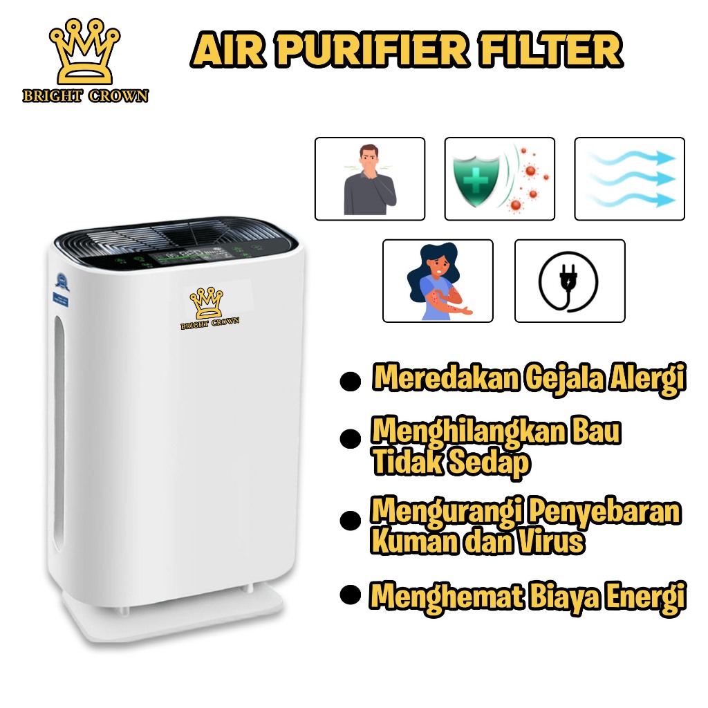 YATT by Bright Crown Air Purifier Smart Penyaring Udara Negative Anion Sterilizer HEPA Filter PM2.5
