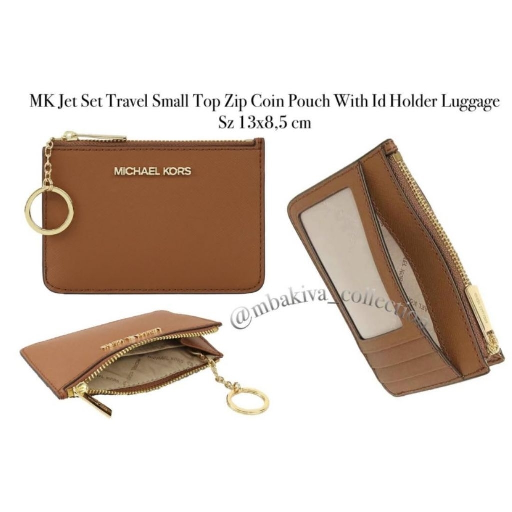 MK Jet Set Travel Small Top Zip Coin Pouch With Id Holder Luggage