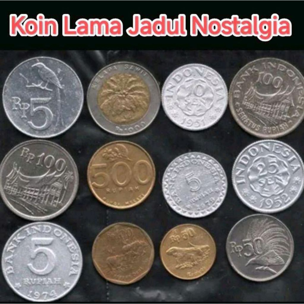 Koleksi koin lama kuno lawas jadul 1 Cent tahun 1920 / Rp 1 tahun 1970 / Rp 10 / Rp 25 Burung Dara /