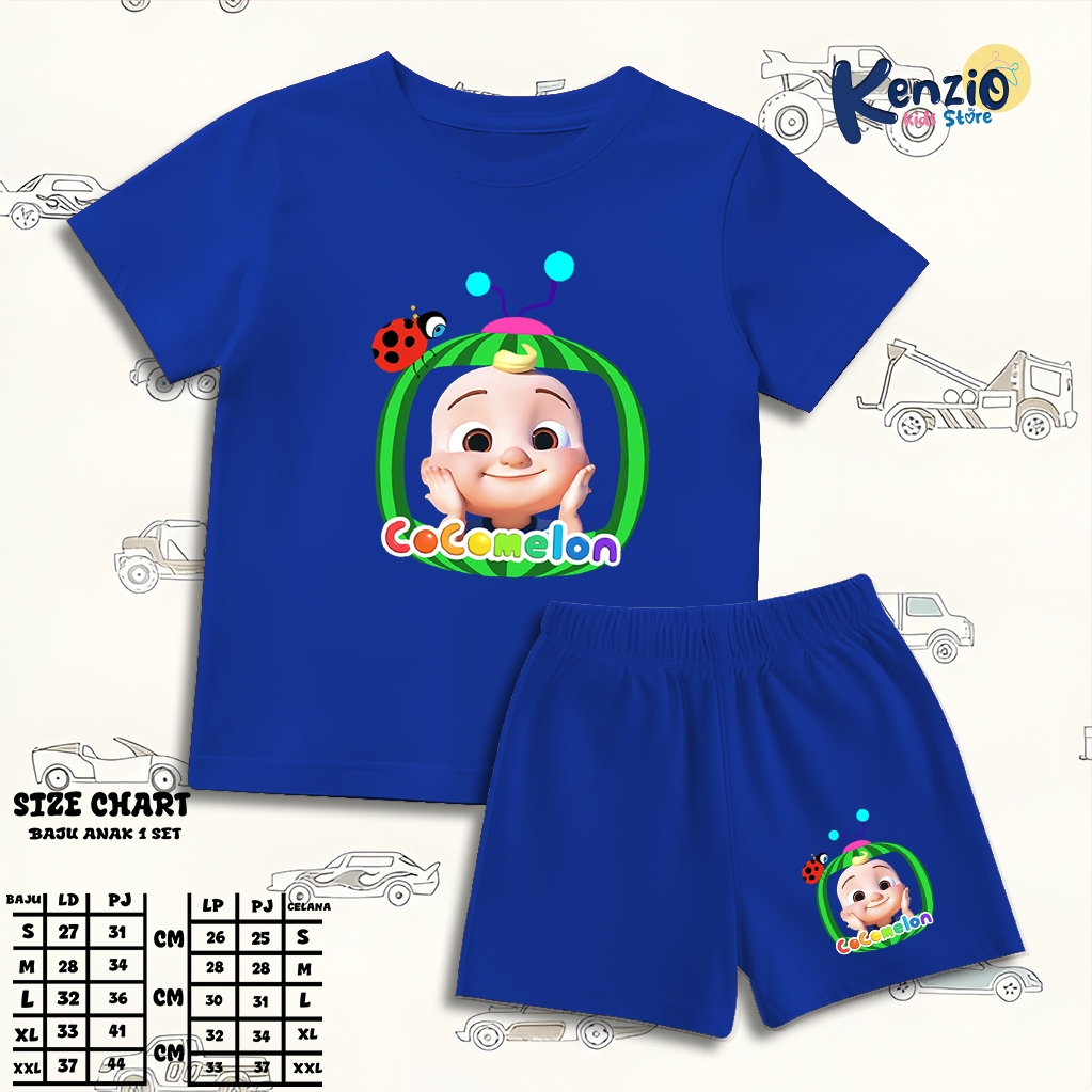 Baju Main Setelan Anak Cewe Cowo - Kaos Distro Karakter Cocomelon