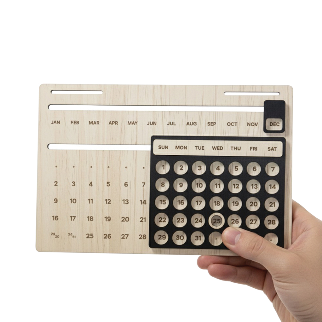 Perpetual Calendar Kalender Abadi Kayu Kalender Estetik