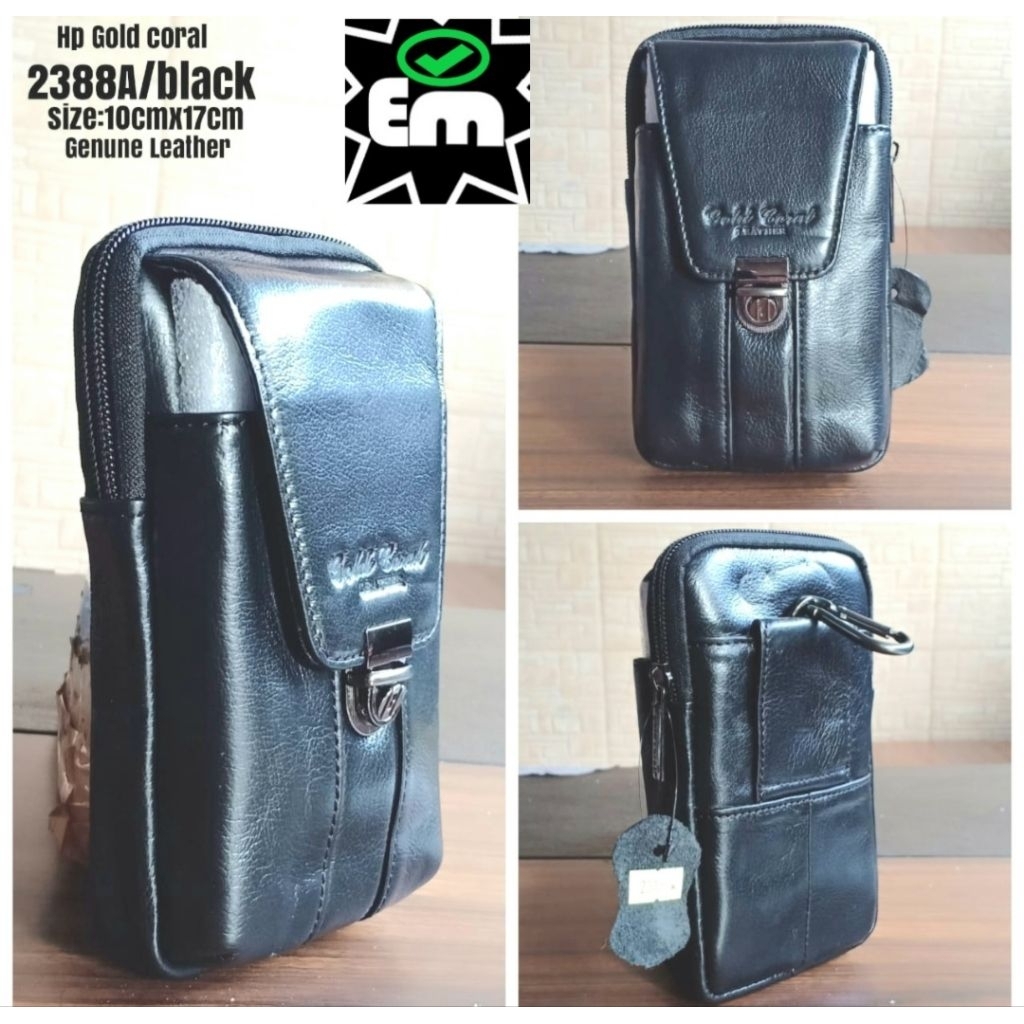 Tas POUCH HandPhone Gold Coral Kulit