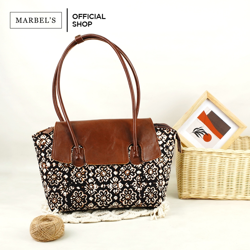 Belarion – Tas Kulit Sapi Kombinasi Batik Motif Kembang Goyang