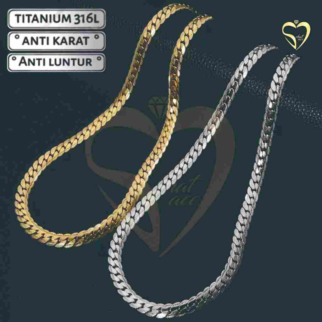 Kalung Titanium Sisik Naga Gold Silver Pria Wanita Anti Karat Kalung Emas Perak