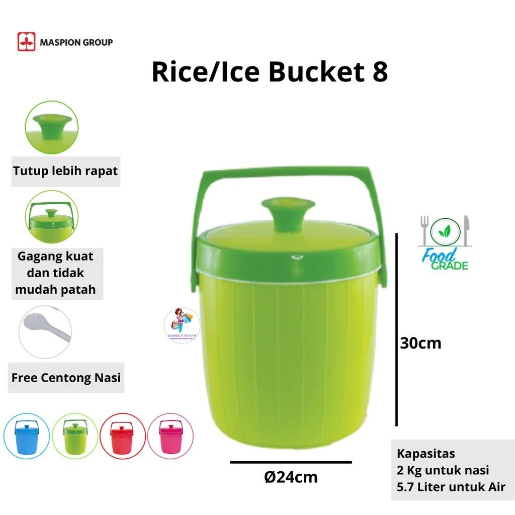 Rice Bucket USA Maspion 8 Liter Termos Nasi Maspion 8L Ice Bucket Maspion 8L Tempat Nasi / Es Maspio