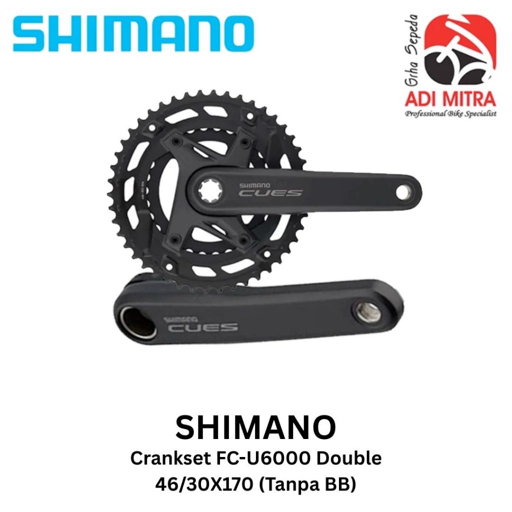 Shimano Cues FC-U6000 Double Crank Sepeda 46T/30T 170mm Tanpa BB