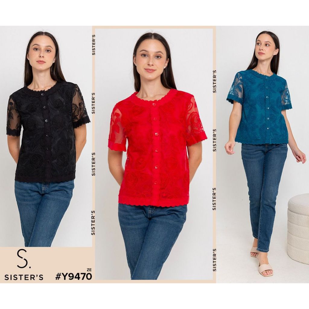 SISTERS Blouse Katun Dan Brokat Wanita 9470