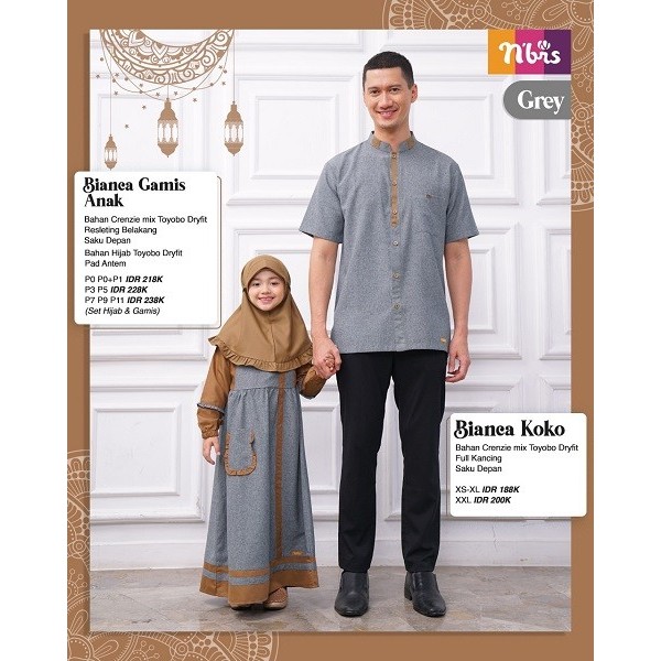 NBRS Gamis Anak Bianca Grey Bahan Adem Setelan Hijab Cocok Lebaran Nibras