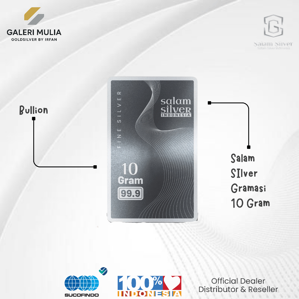 Perak Batangan 10gram - Salam Silver Fine Silver Bar 99.9% Finebar Investasi Perak Murah