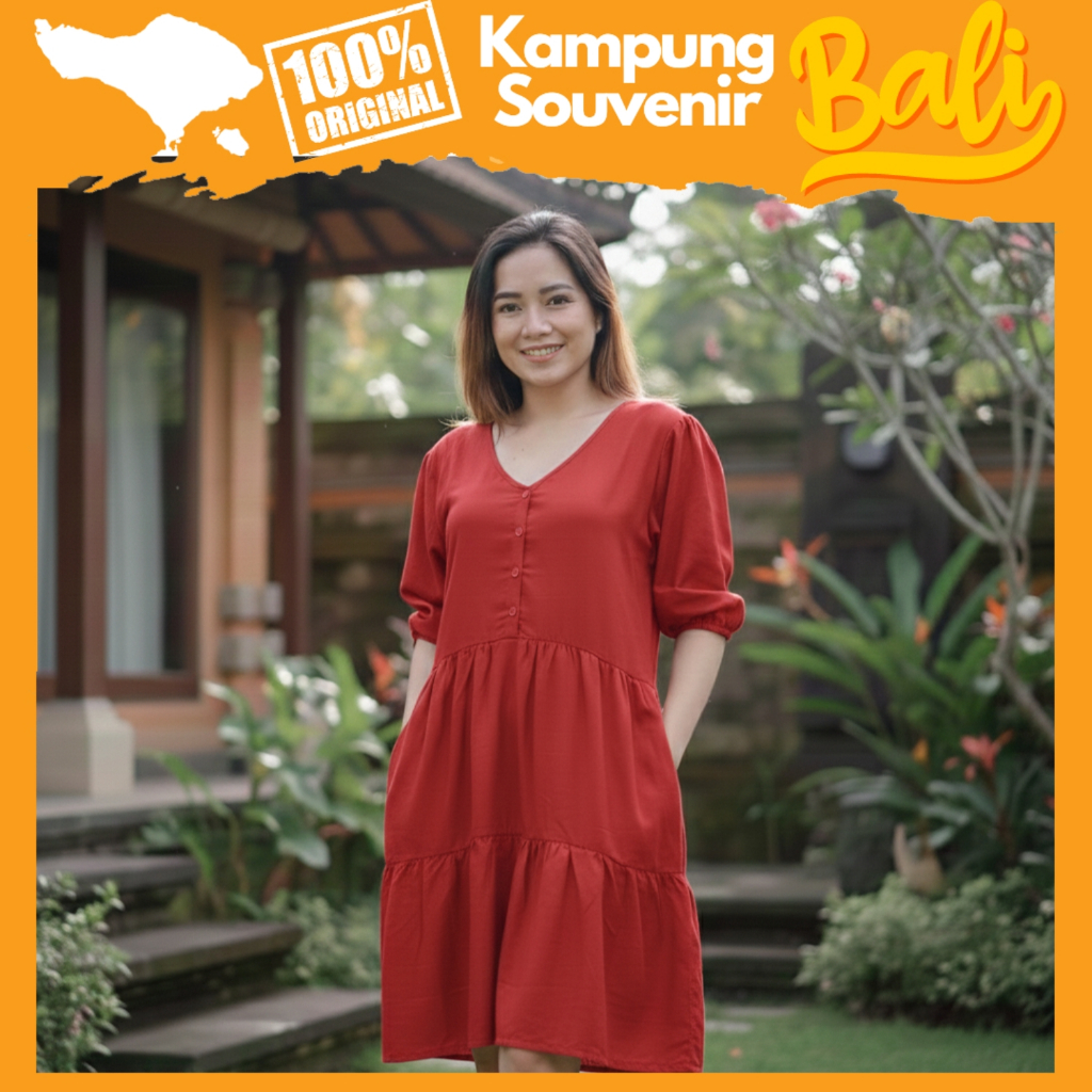 Dress Nova Berkancing Rayon Adem Midi Dress Wanita Terbaik Kampung Souvenir