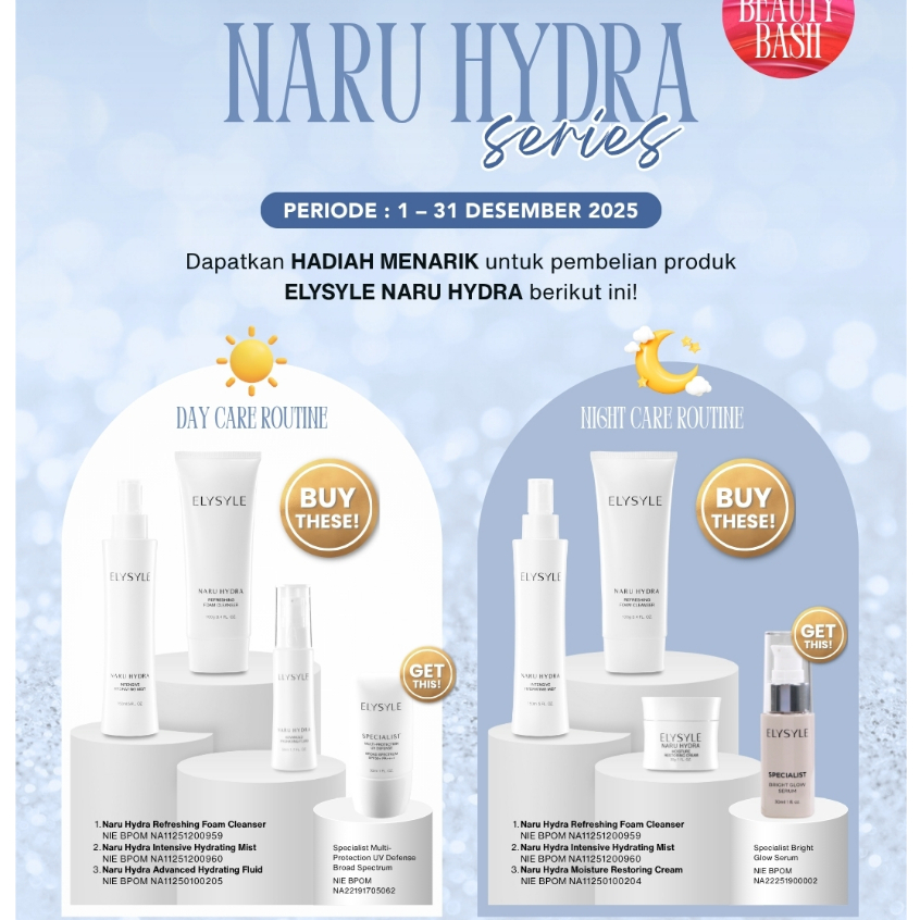 BUY 3 GET 1 OCT NARU HYDRA REFRESHING FOAM CLEANSER NARU HYDRA ADVANCED HYDRATING FLUID JAFRA X ELYS