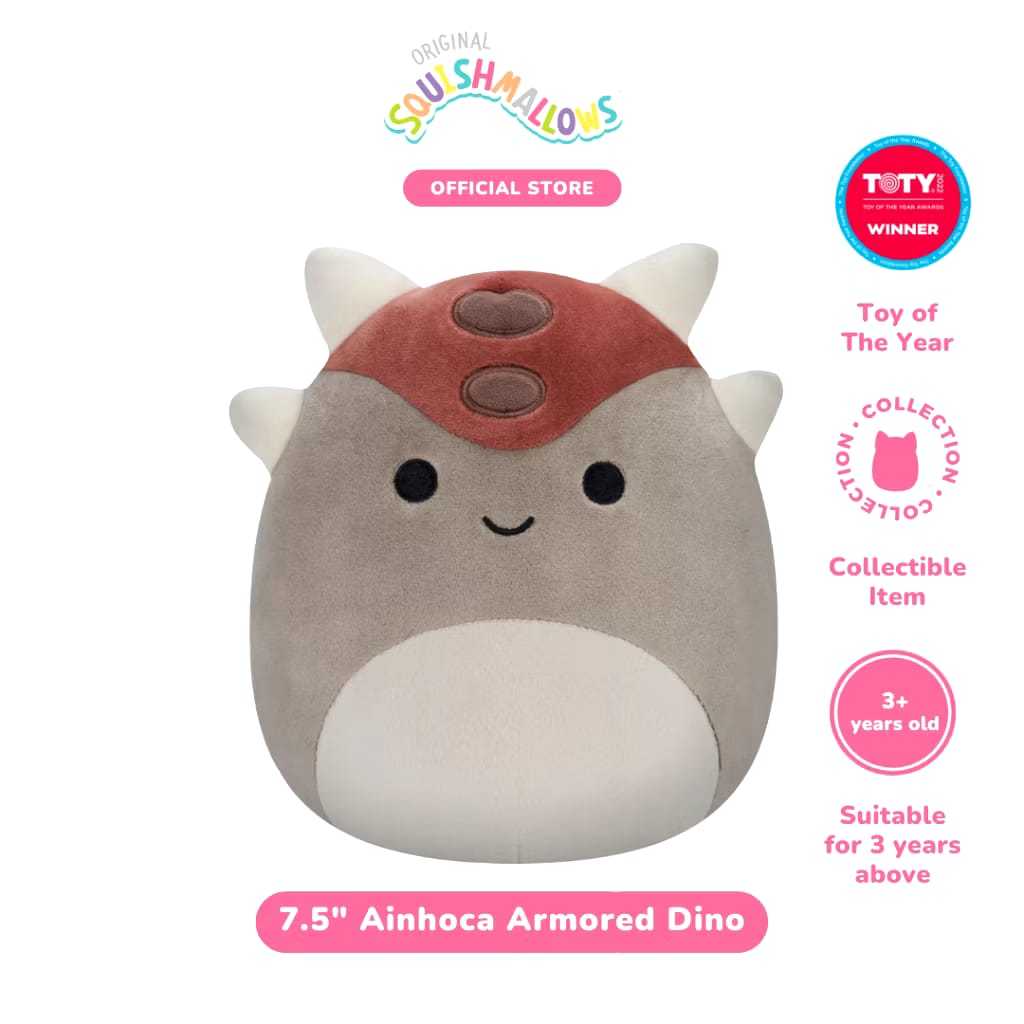 SQUISHMALLOWS AINHOCA THE ANKYLOSAURUS 7inch - Boneka dinosaurus lucu