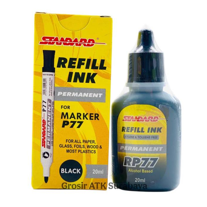 TERBARU TINTA SPIDOL STANDARD PERMANENT RP-77 HITAM / ISI REFILL SPIDOL STANDARD PERMANENT HITAM