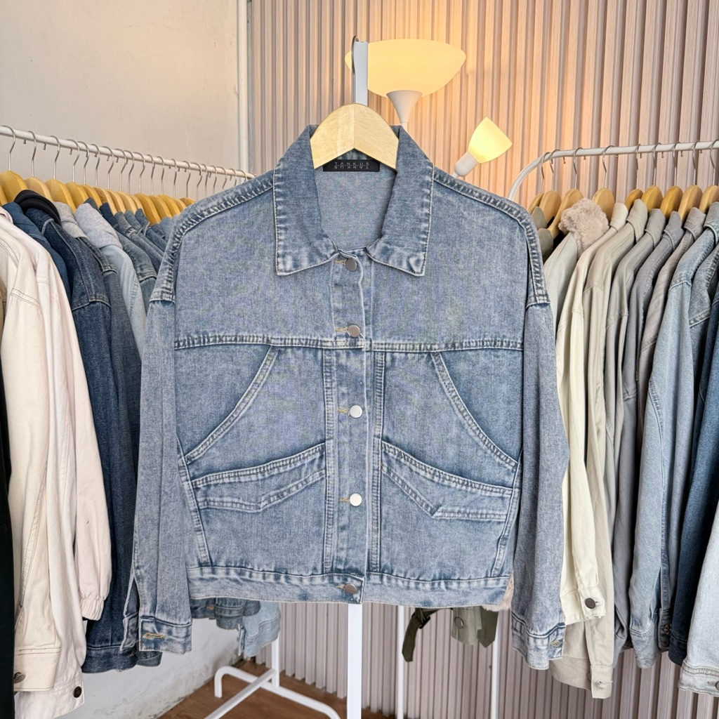 JACKET JEANS WANITA CEWEK CROP BRAND TANKUS
