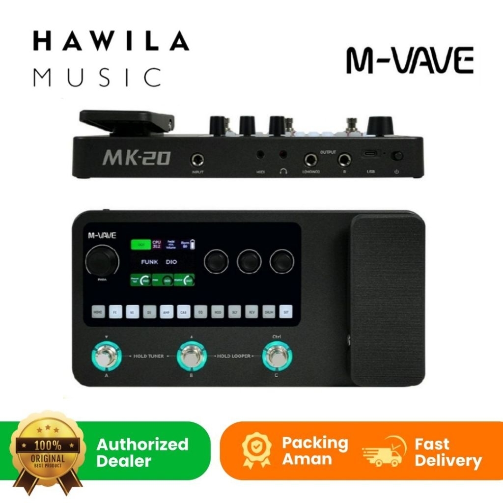 Effect Gitar Mvave MK 20 Efek M Vave MK20 Digital Multi Effect Processor For Guitar & Bass