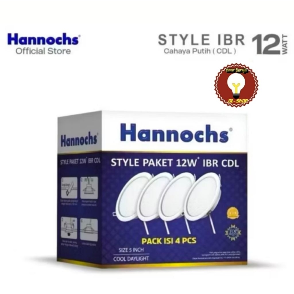 Hannochs Downlight Panel Slim Tipis Bulat IBR Hannochs STYLE PAKET ISI 4Pcs Lampu LED 5w 7w 9w 12w 1