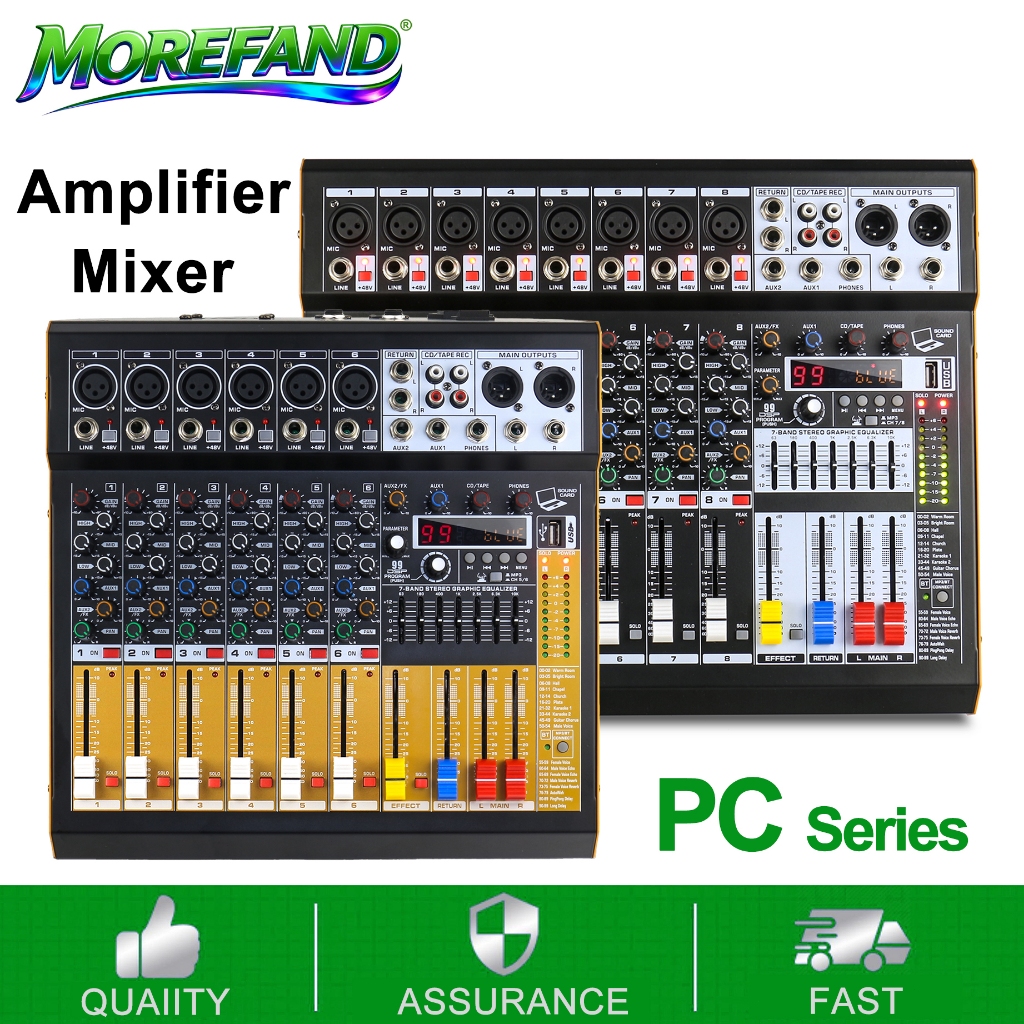 Mixer 6/8 Chanel Bluetooth 99DSP 680W USB Soundcard AUDIO MIXER Amplifiers