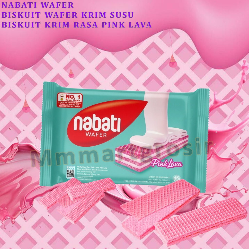 Nabati Wafer / Biskuit Wafer Krim Susu / Biskuit Krim Rasa Pink Lava / 37gr