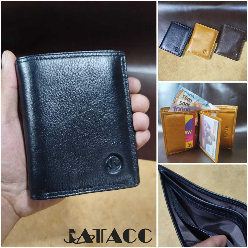 Jatacc Dompet Pria Kulit Sapi Asli / Dompet Lipat Cowok kulit asli / Dompet pria Lembut Kulit Asli