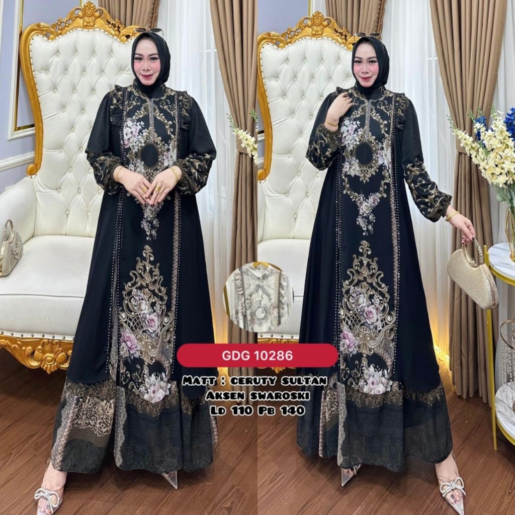 (COD) GAMIS BAHAN CERUTI SULTAN AKSEN SWAROVSKI