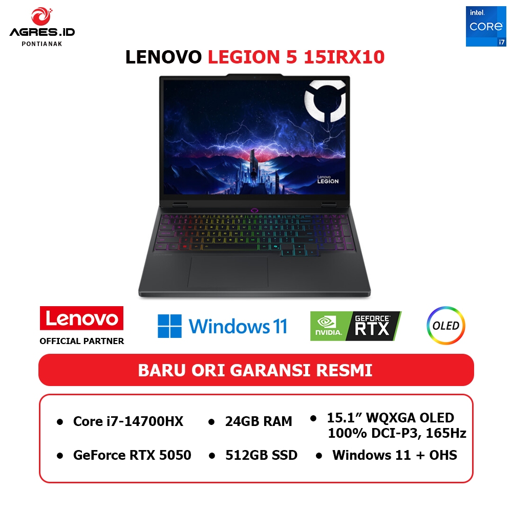 LENOVO LEGION 5I 15 OLED I7 14700HX RTX5050 8GB/ 24GB 512GB W11+OHS+M365B 15.1WQXGA 165HZ 24ZRGB 3Y+