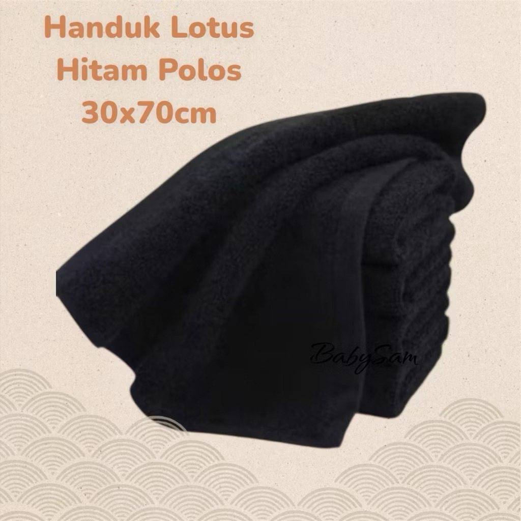 Handuk Kecil Lotus 30x70cm Hitam Edition || Handuk Olahraga Handuk Rambut Barber Salon Handuk Serbag