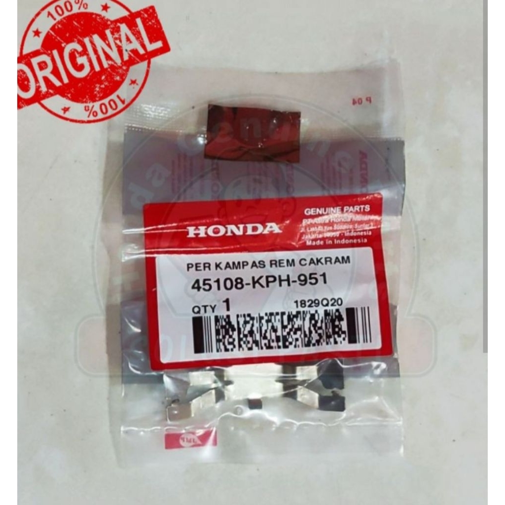45108 KPH 951 HGP AHM 10P% ORIGINAL SPRING PAD SUPRA 125 CALIPER BELAKANG 45108KPH951