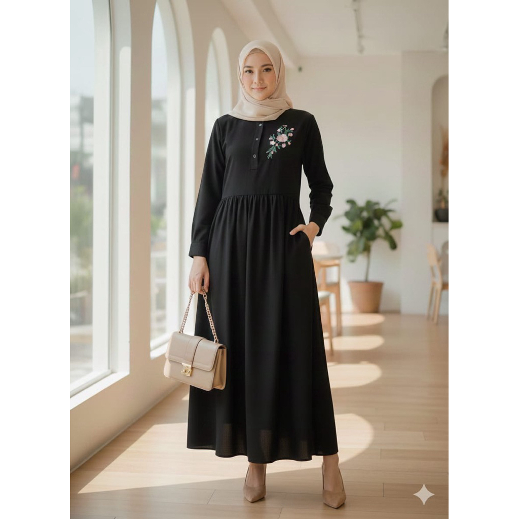 [MellizaCollection] Asri Dress | Baju Muslim Wanita | Dress Wanita