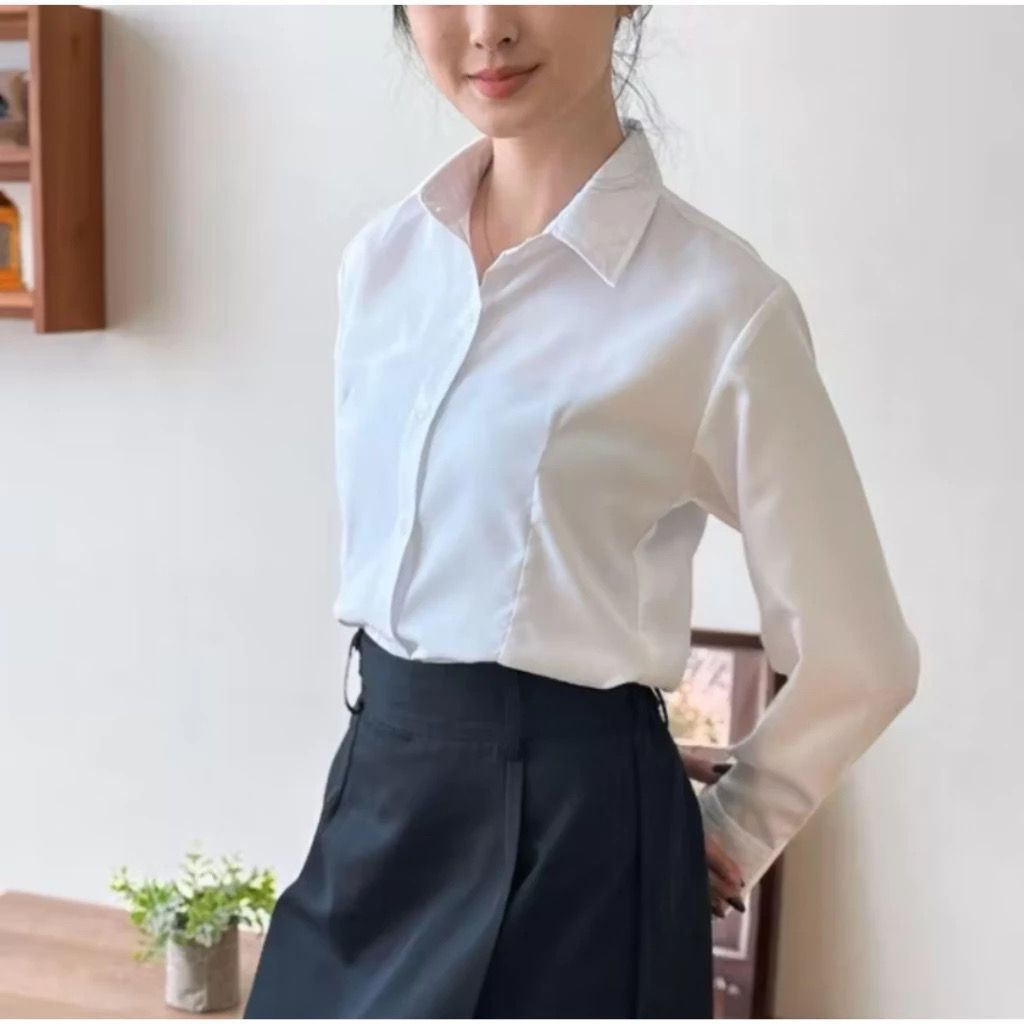 MJ_BOSS kemeja ospek slimfit // kemeja kerja putih wanita