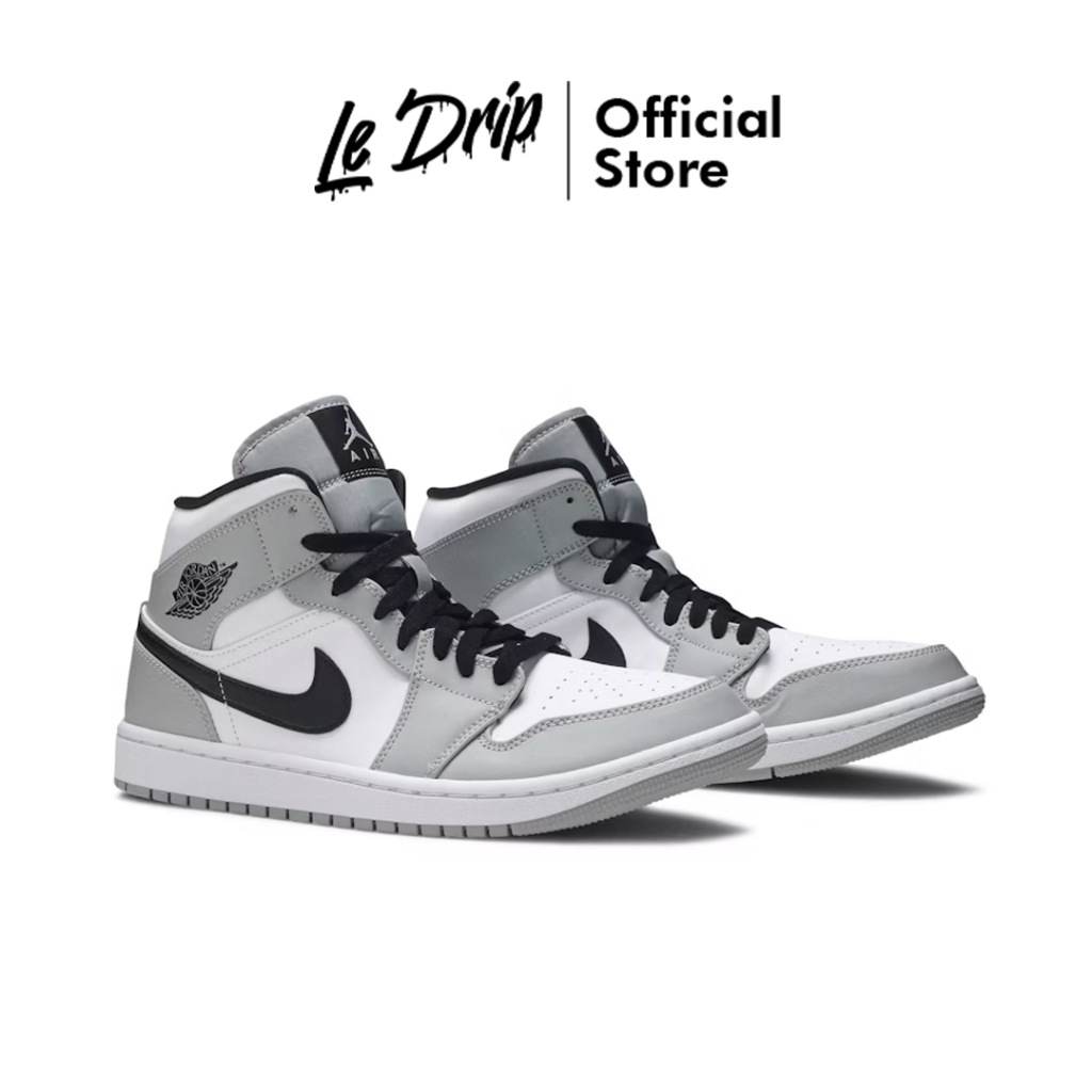 Nike Air Jordan 1 Mid Light Smoke Grey White Black Authentic