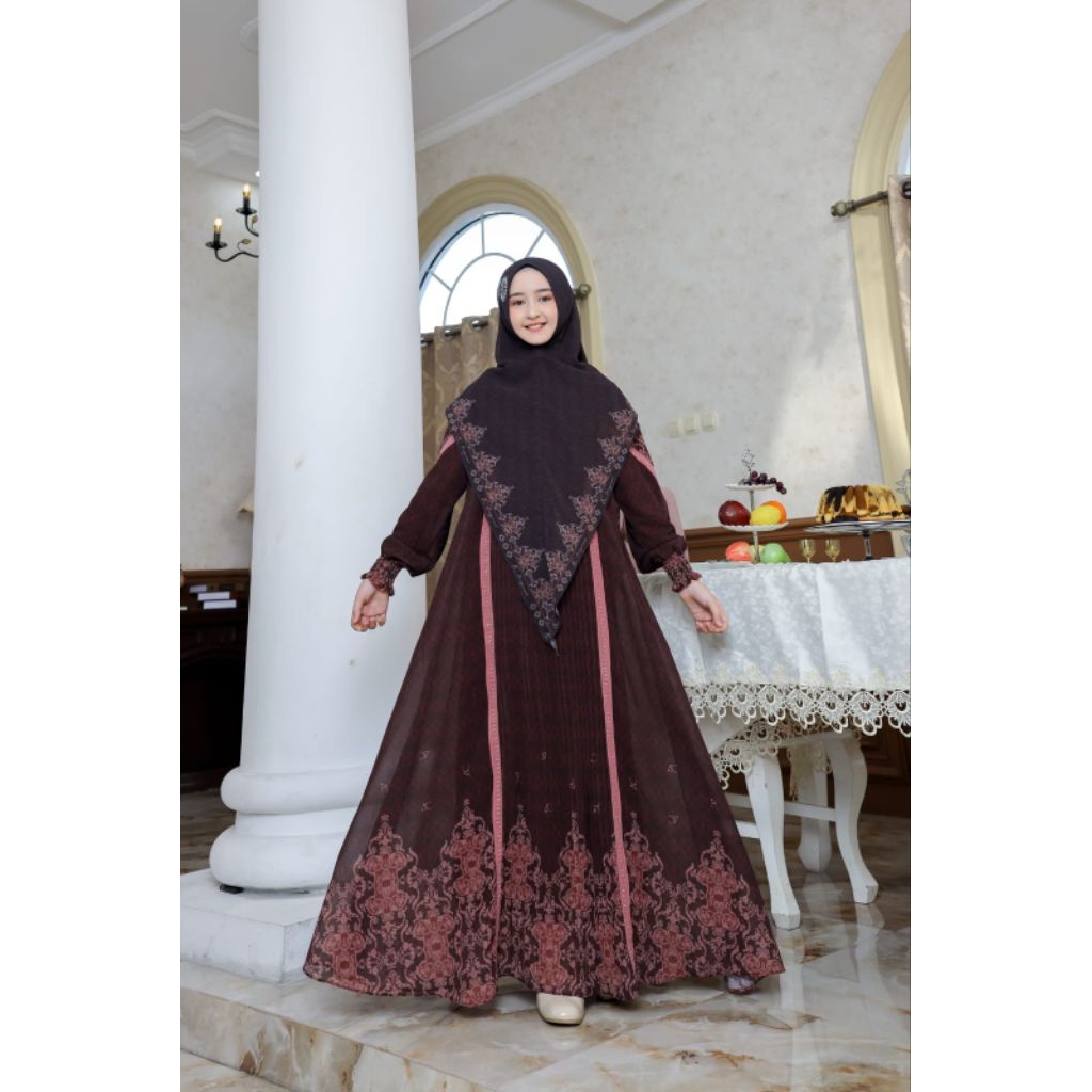 (KHUSUS ANAK CEWEK)Gamis Syar'i ALLENA FAMILY COUPLE SET KHIMAR By AC Original Collection/Gamis anak