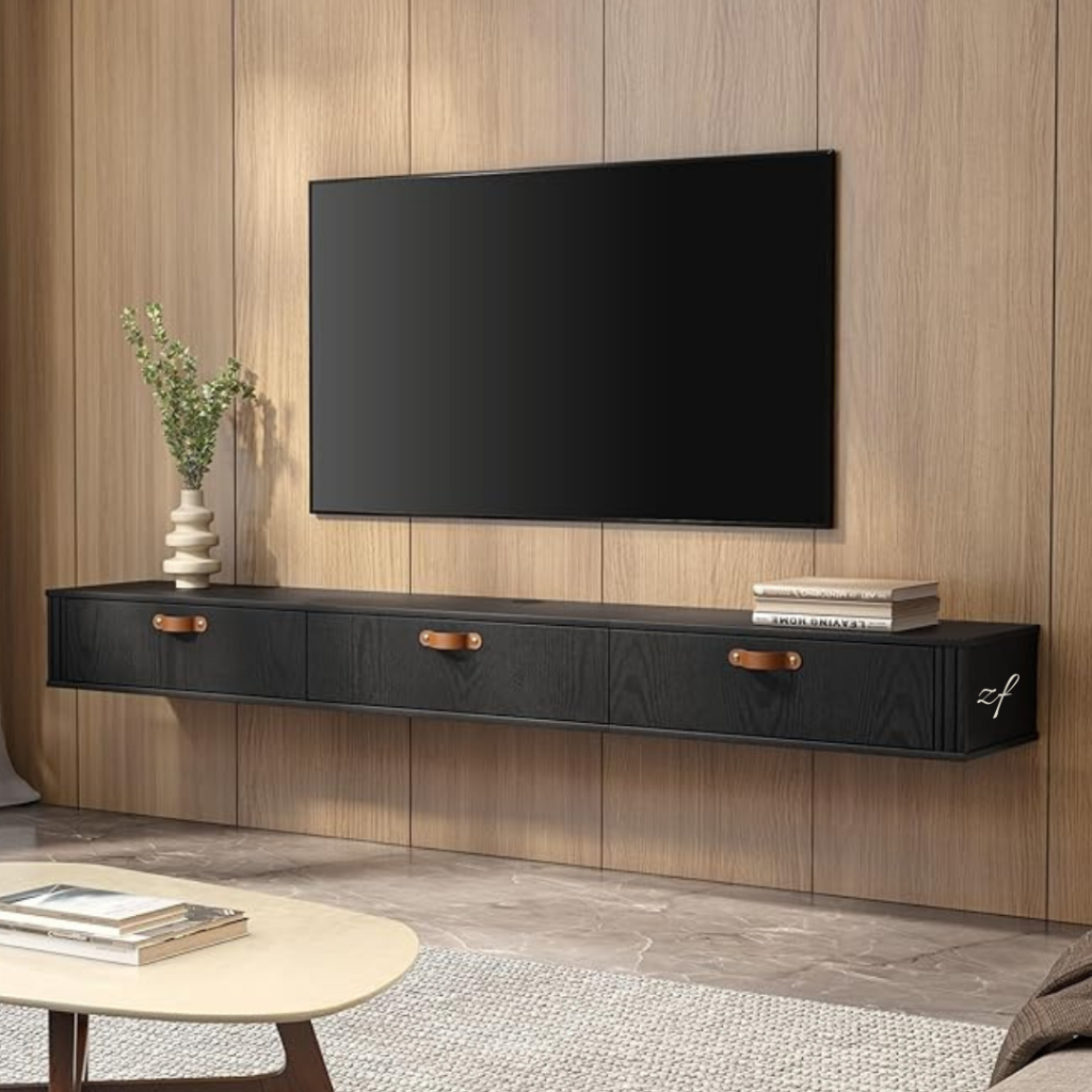 Meja TV Bufet TV Gantung Kabinet Floating Minimalis Modern Kayu Jati