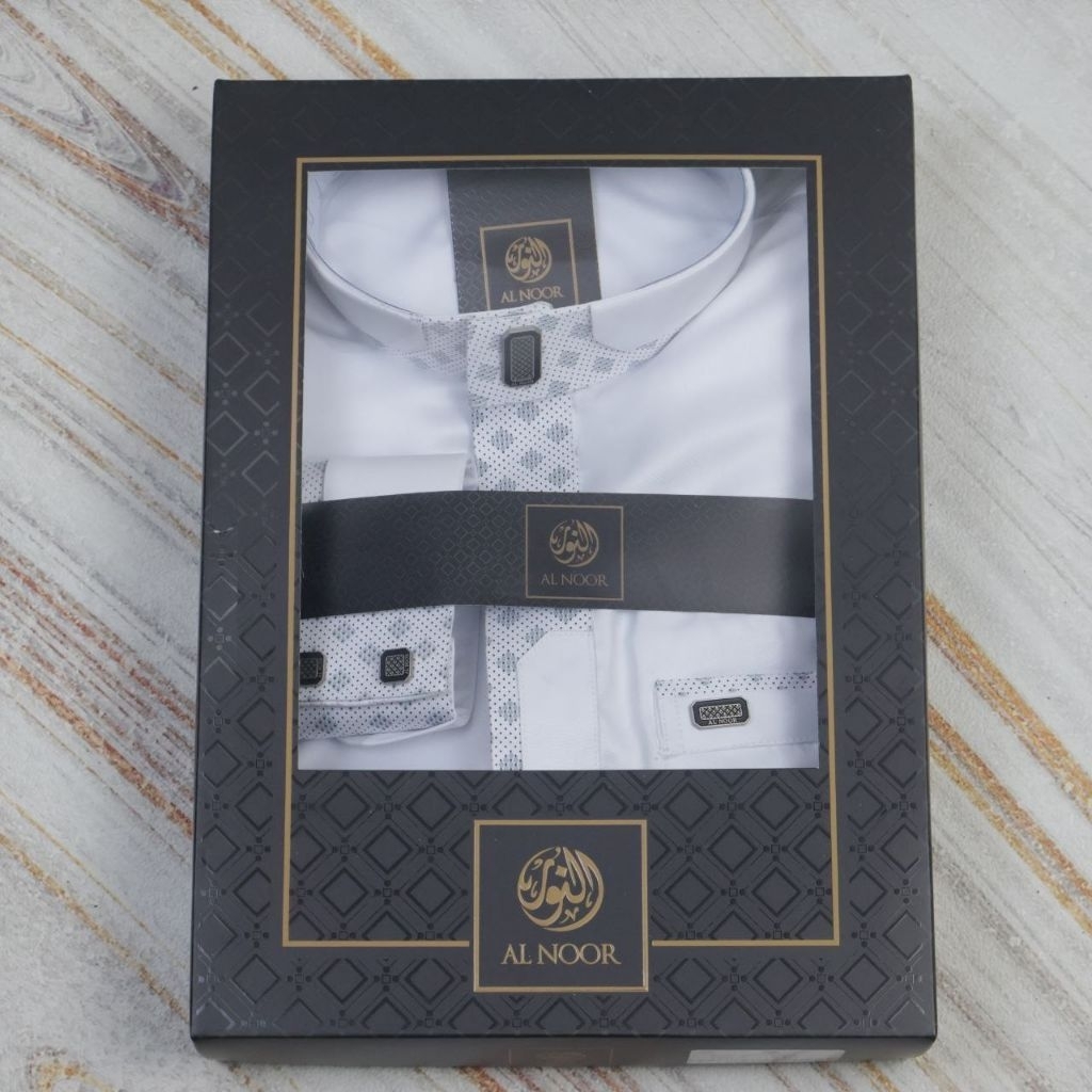 Gamis AL Noor Jubah Remaja Hitam Putih Manset