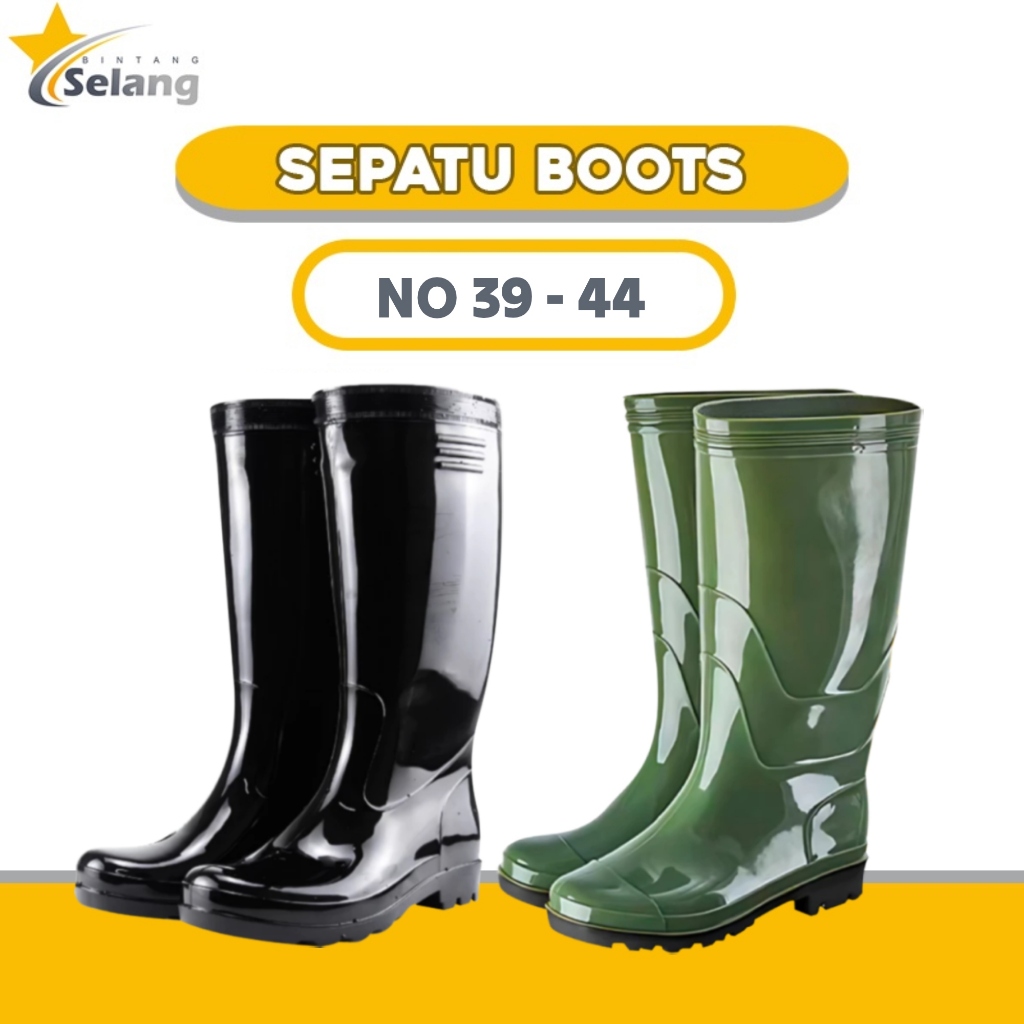 BINTANG Sepatu Boot Kerja Proyek Berkebun Sepatu Boot Karet PVC Sepatu Boot Anti Air Anti Slip Sepat
