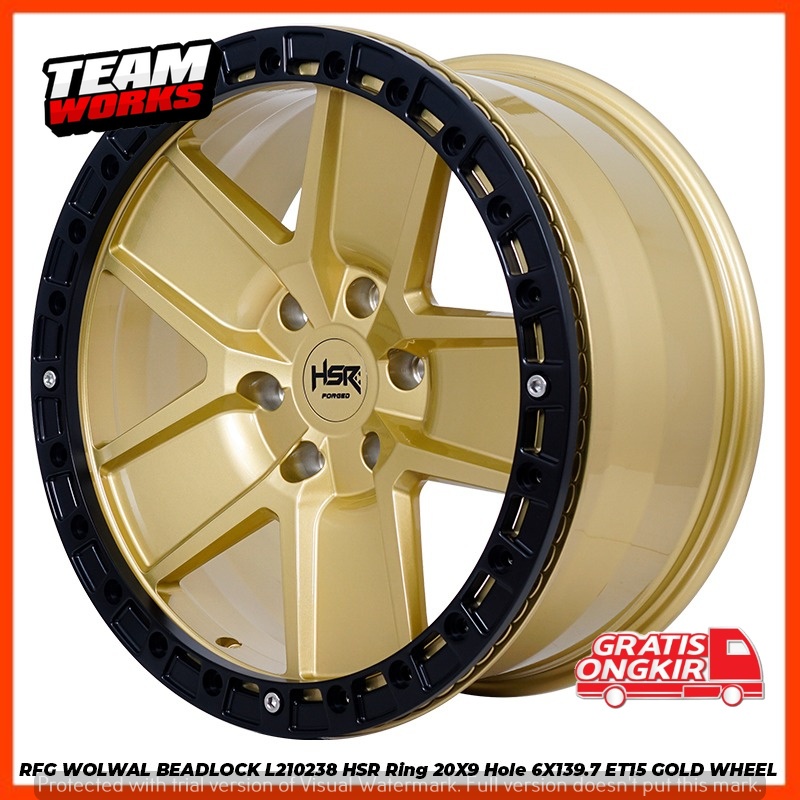 VELG MOBIL HSR WOLWAL RING 20 LEBAR 9 ET15 BUAT MOBIL FORTUNER TRITON HILUX PELEK RING 20 GOLD BLACK
