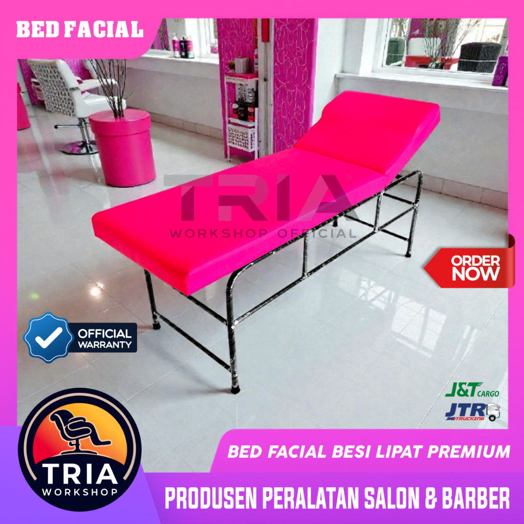Bed Facial Besi Lipat / Bed Spa / Bed Massage / Ranjang Periksa Pasien Klinik Rangka Besi Jok Tebal 