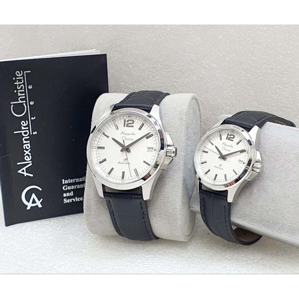 Jam Tangan Couple Pria & Wanita ALEXANDER CRISTIE AC1031 Original Leather Strap Case Stainless Steel