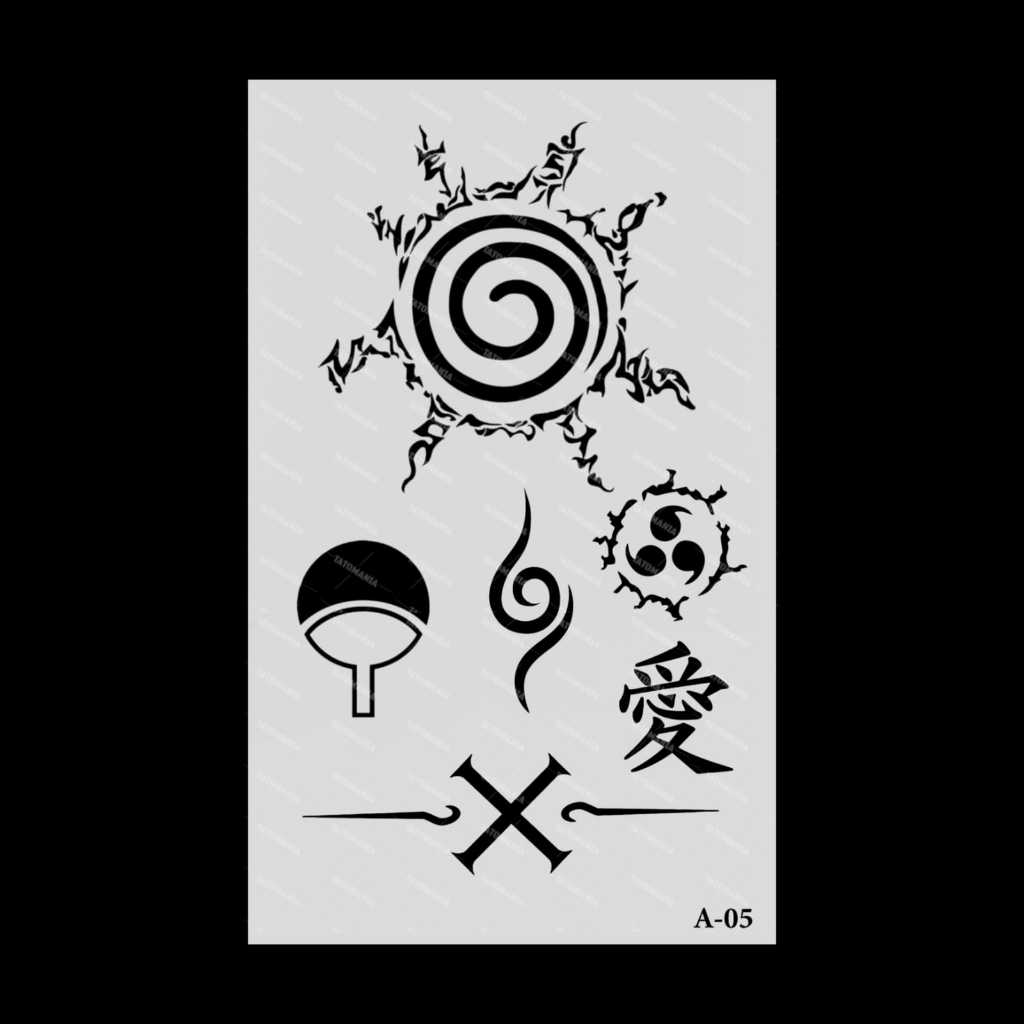 TATOMANIASTORE-Stiker tato temporer semi permanen anti air motif Animasi A-05 Naruto