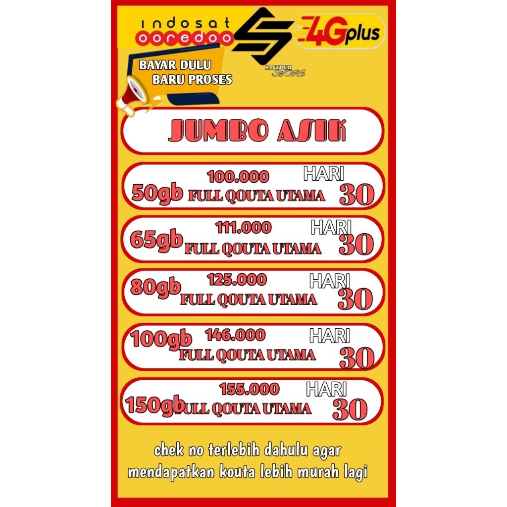 Paket indosat Ooredoo full kouta utama