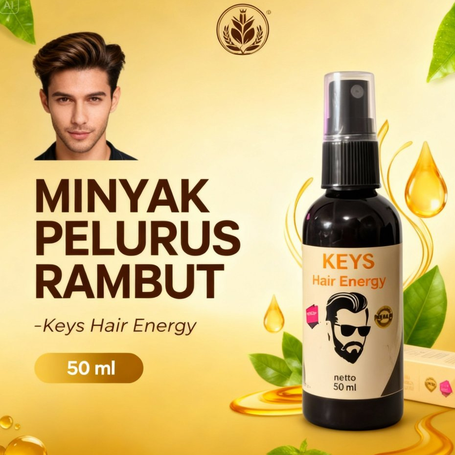 Keys Hair Energy Vanilla Minyak Rambut Pria Original Hair Pomade Spray Minyak Kemiri