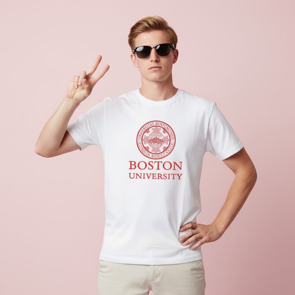 Kaos T-Shirt Premium BOSTON University US Cotton cloth short sleeve and  long sleeve