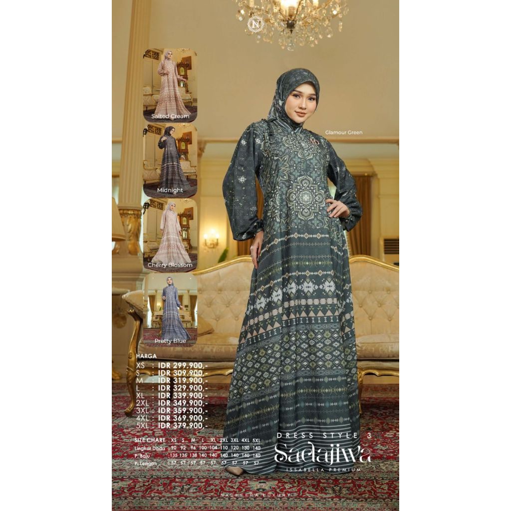 SADAJIWA STYLE 3 DRESS & MIDI DRESS NADHEERA LUXURY BUSANA WANITA MUSLIM