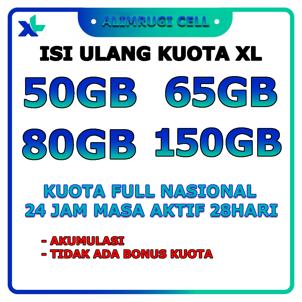 Kuota XL Nasional 150GB 50GB