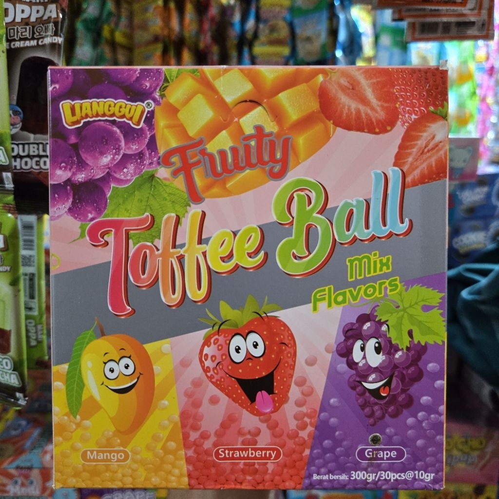 FRUITY TOFFE BALL MIX FLAVOR LIANGGUI ISI 30 PCS