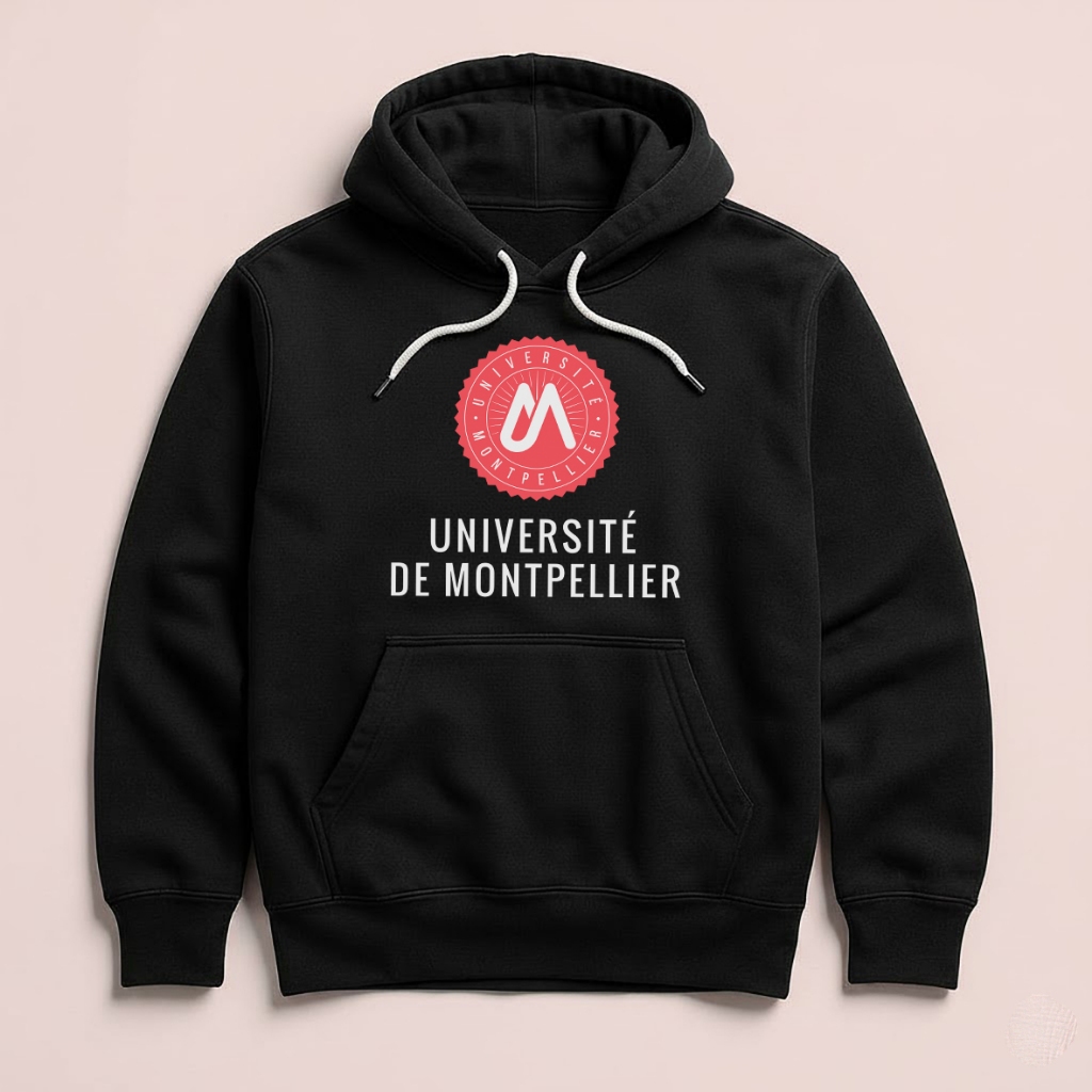 Hoodie Universite De MontPellier Unisex Sweater Fleece Black Hitam Cloth