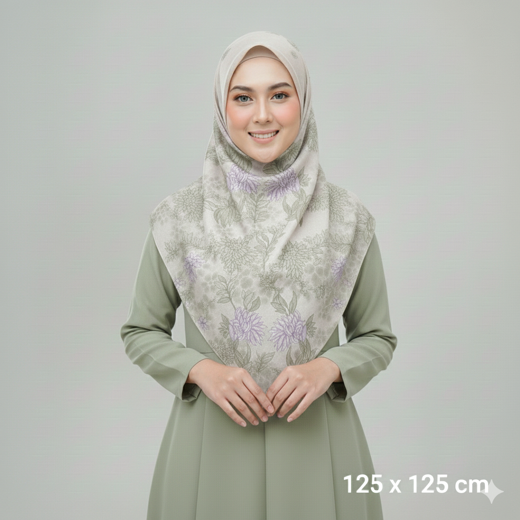 Mama In Fashion - Jilbab Syari Segi Empat Voal Motif / Jilbab - Hijab - Kerudung segi empat Motif Te